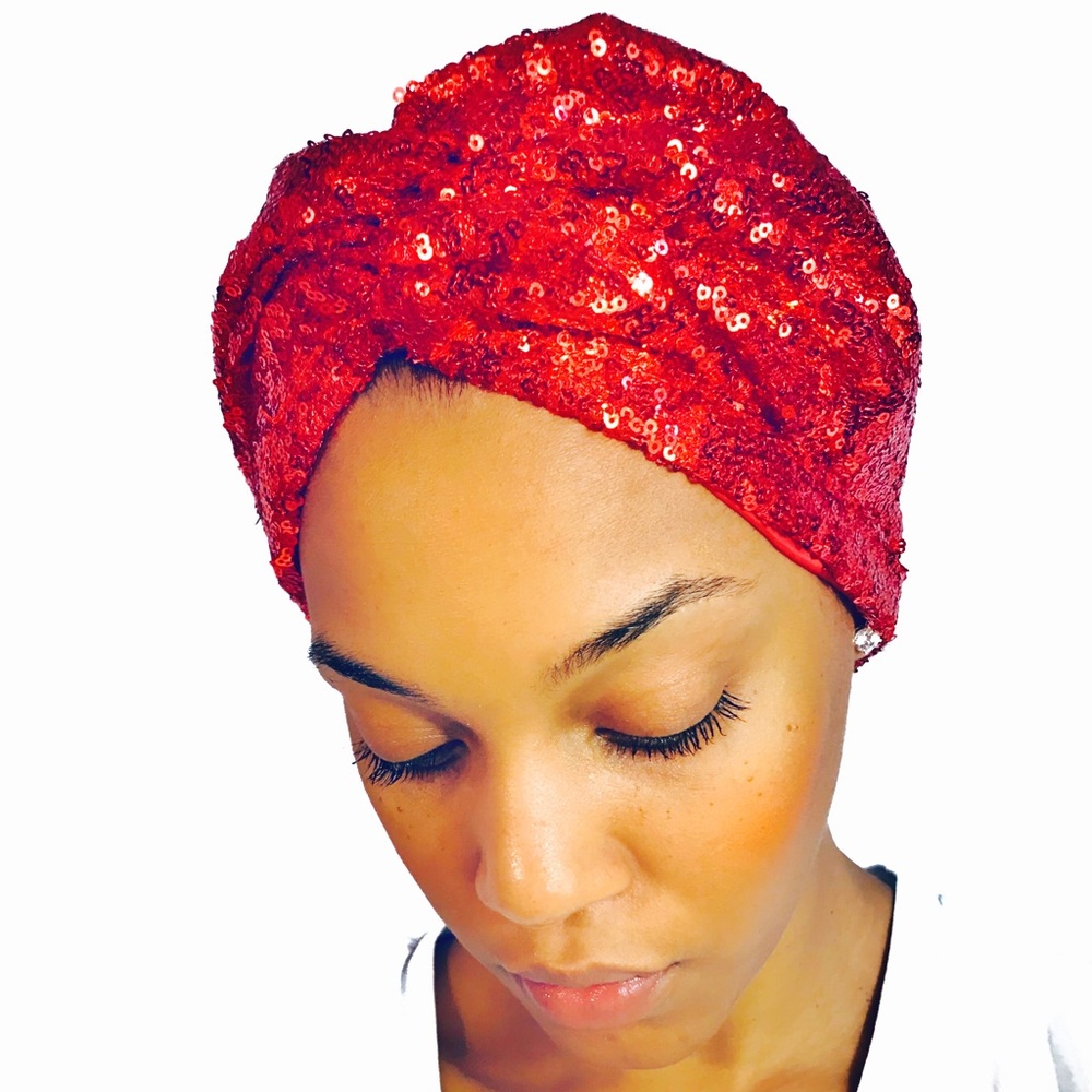 OKIYAH®️ SATIN LINED TURBAN - RUBY